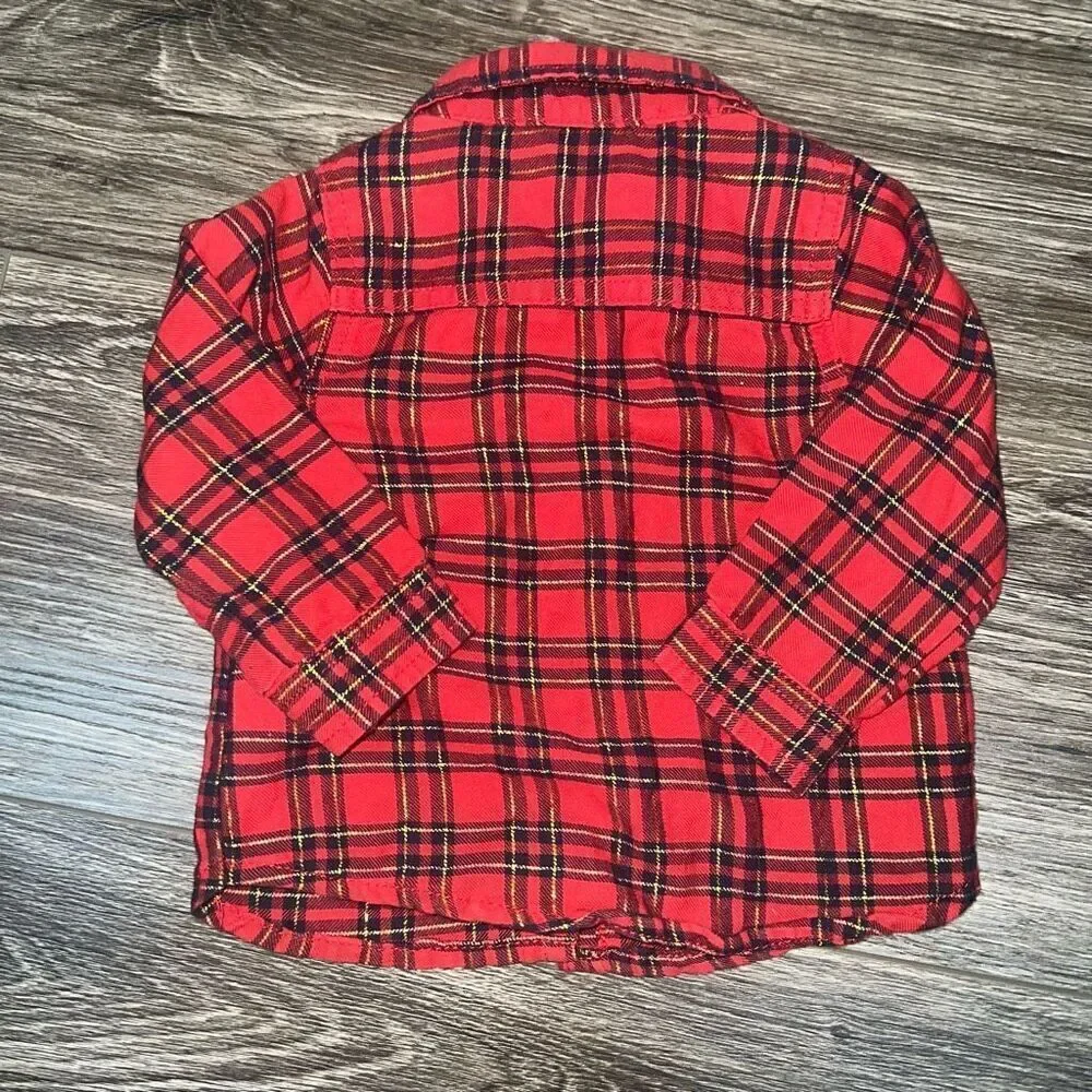 Oshkosh 12 month Red and Gold Flannel Shirt